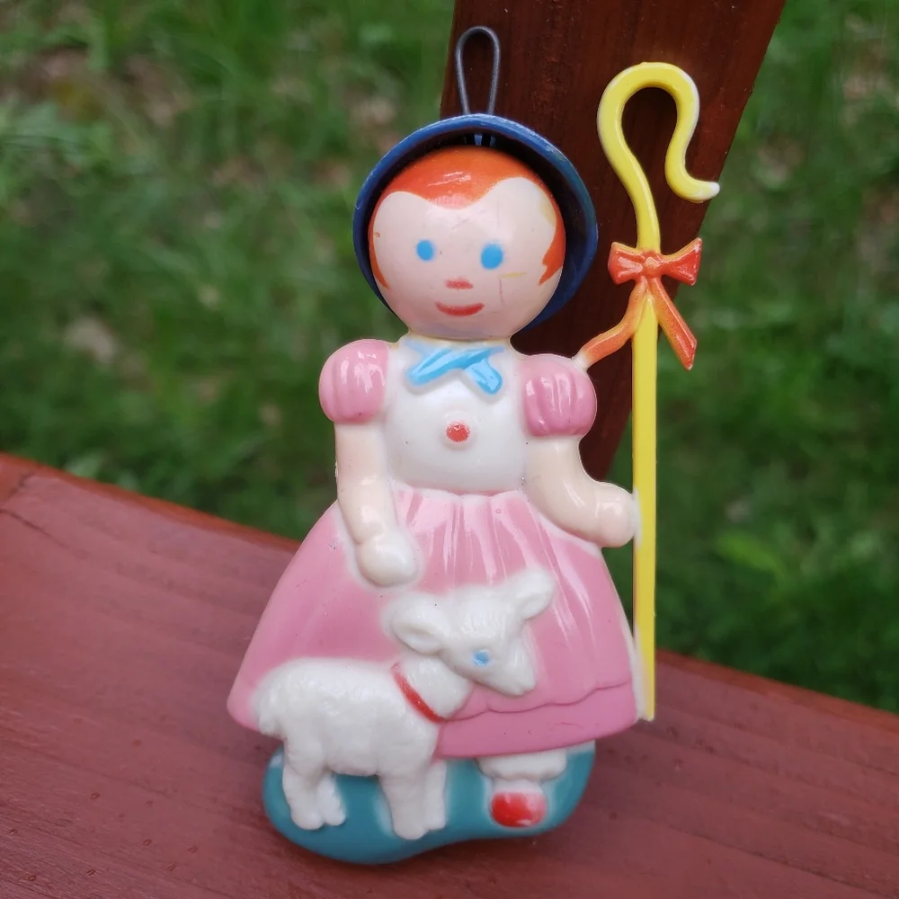 Vintage 1969 Little Bo Peep Ornament - Hard Plastic - Stahlwood Toy MFG. CO.